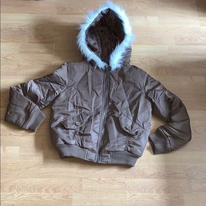 Split Clothing USA Faux Fur Hooded Bomber Jacket S